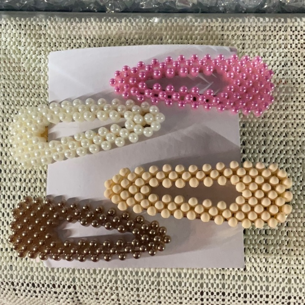 Faux Pearl Hair Clips Set of Four